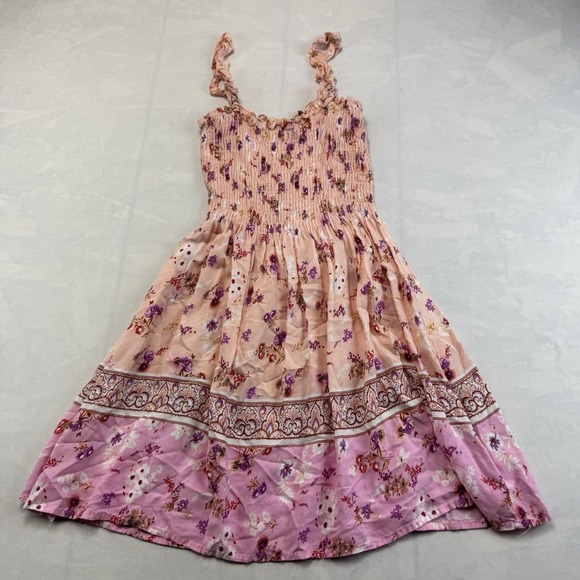 The Unbranded Brand Dresses & Skirts - Women's Boho Floral Smocked Maxi Dress Pink Sleeveless Cottagecore M